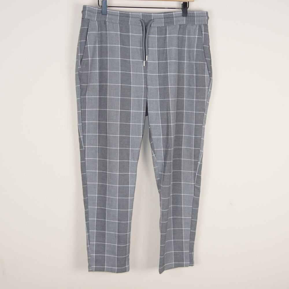 Only & Sons Onslinus Crop Check Gray Slim Tapered Pants Mens Sz Large